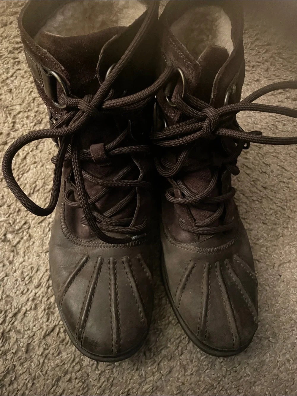 UGG Kids Brown Lace-Up Waterproof Duck Boots